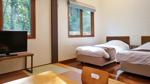 【客室風呂なし】ロフト付き琉球畳の和洋室ツイン（20畳以上）